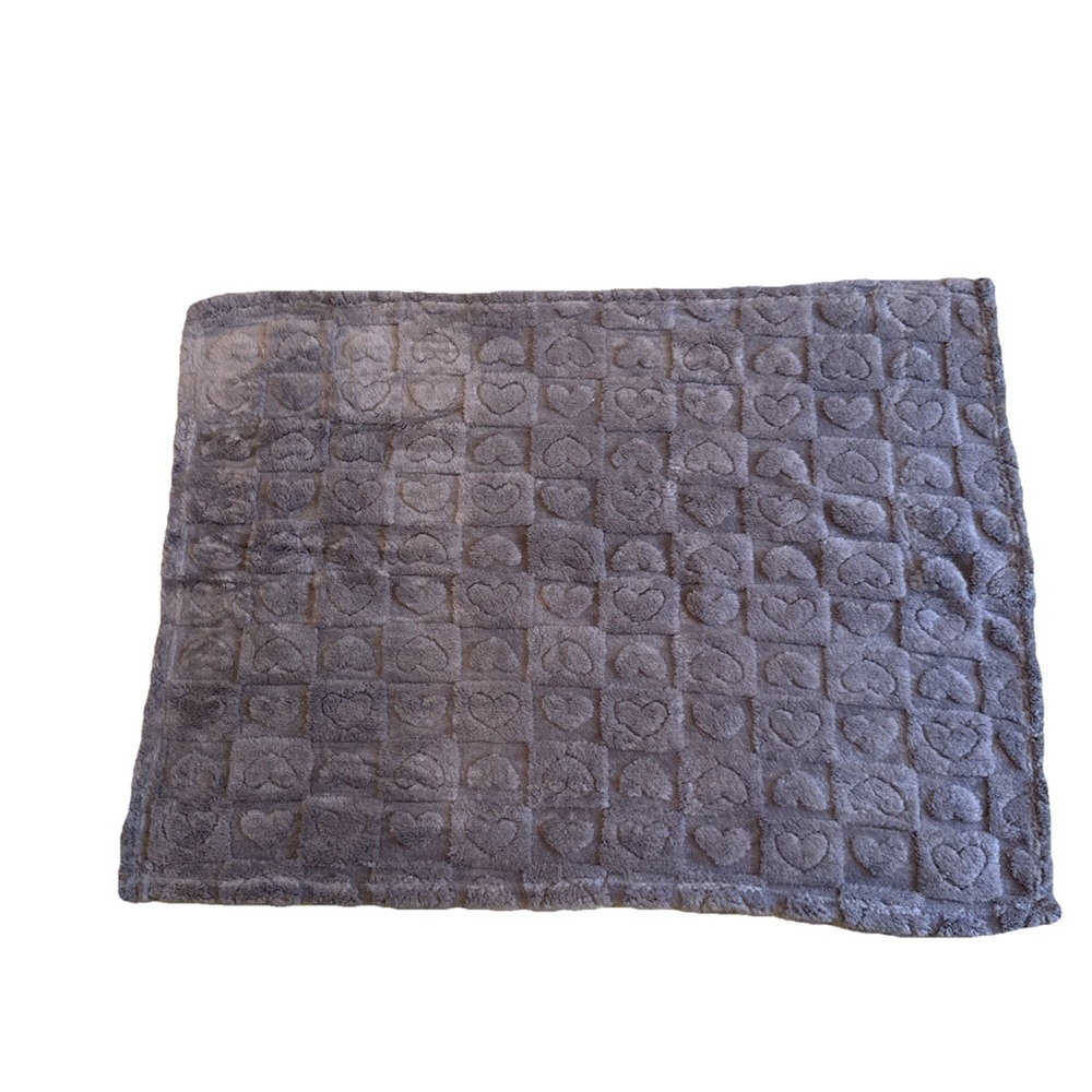 Bedsure Baby Heart Printed Fleece Charcoal Gray Blanket 30" x 40" OEKO-TEX New